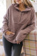 dusty pink Collared Neckline Half Zip Fluffy Pullover Sweatshirt