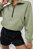 Plain Zipper Down Kangaroo Pocket Sweatshirt