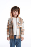 Plaid Hooded Button Kids Jacket