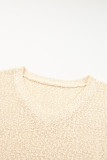 Beige Solid Fuzzy V-Neck Sweater