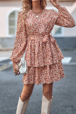 Tie Waist V Neck Tiered Dress
