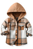 Plaid Hooded Button Kids Jacket