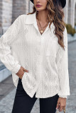 Eyelet Cable Button Shirt Blouse