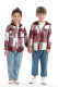 Plaid Hooded Button Kids Jacket