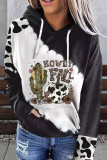 Black HOWDY FALL Western Graphic Cow Spots Hoodie