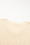 Beige Solid Fuzzy V-Neck Sweater
