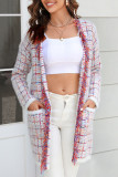 Plaid Tassle Knitting Cardigan