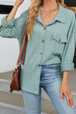 Plain Jacquard Button Up Blouse Shirt