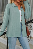 Plain Jacquard Button Up Blouse Shirt