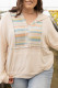 Khaki Geometric Print Splicing Plus Size Hoodie