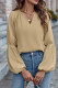 Plain V Neck Puff Sleeves Top