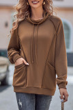 Funnel Neck Stitching Outside Sweatshirt