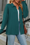 Plain Jacquard Button Up Blouse Shirt