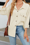 Plain Jacquard Button Up Blouse Shirt