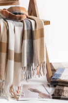 Plaid Tassle Knitting Scarf