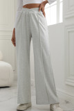 High Wasit Plain Wide Leg Pants