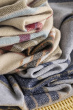 Plaid Knit Fringe Scarf MOQ 3pcs