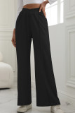 High Wasit Plain Wide Leg Pants