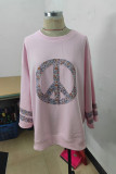 Pink Floral Patchwork Pullover Sweatshirt