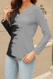 V Neck Color Block Long Sleeves Top