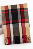 Plaid Knit Fringe Scarf MOQ 3pcs