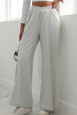 High Wasit Plain Wide Leg Pants