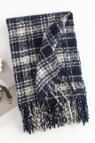 Plaid Knit Fringe Scarf MOQ 3pcs