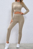 Ribbed Knitting Plain 2PCS Set