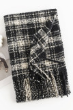 Plaid Knit Fringe Scarf MOQ 3pcs