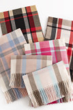 Plaid Knit Fringe Scarf MOQ 3pcs