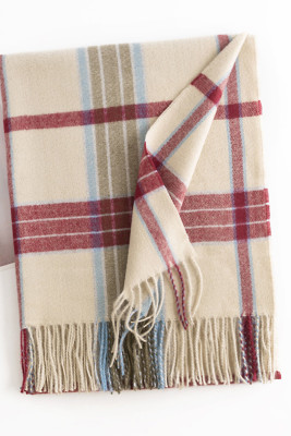 Plaid Knit Fringe Scarf MOQ 3pcs