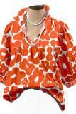 Printed Button Up Frill Collar Babydoll Blouse