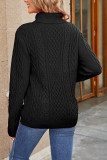 Plain Cable Knit Turtle Neck Sweater