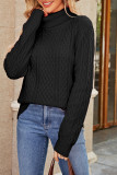 Plain Cable Knit Turtle Neck Sweater