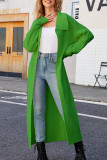 Plain Turn Down Collar Open Knit Sweater Cardigan