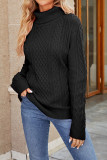Plain Cable Knit Turtle Neck Sweater