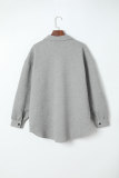 Gray Solid Textured Flap Pocket Buttoned Shacket