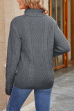 Plain Cable Knit Turtle Neck Sweater