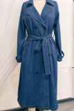 Plain Washed Open Button Long Length Denim Jacket Annishe Boutique Wholesale