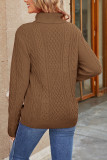 Plain Cable Knit Turtle Neck Sweater