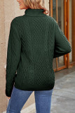 Plain Cable Knit Turtle Neck Sweater