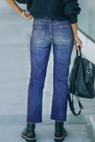 Ripped Raw Hem Distressed Jeans