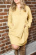 Yellow Plus Size Ribbed Long Sleeve Pocketed Henley Dress