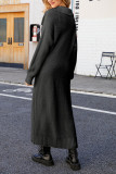 Plain Turn Down Collar Open Knit Sweater Cardigan