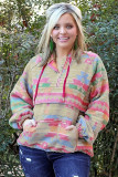 Multicolor Plus Size Western Aztec Geometric Pattern Zip up Hoodie