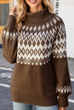 Geometric Knit Turtle Collar Sweater
