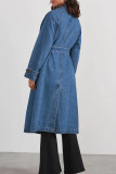 Plain Washed Open Button Long Length Denim Jacket Annishe Boutique Wholesale