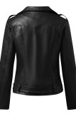PU Leather Zipper Short Jacket