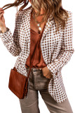 Chestnut Check Print Single Button Lapel Collar Blazer