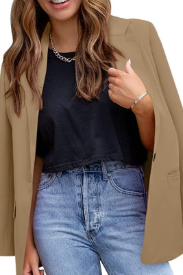 Front Open Lapel Plain Blazer